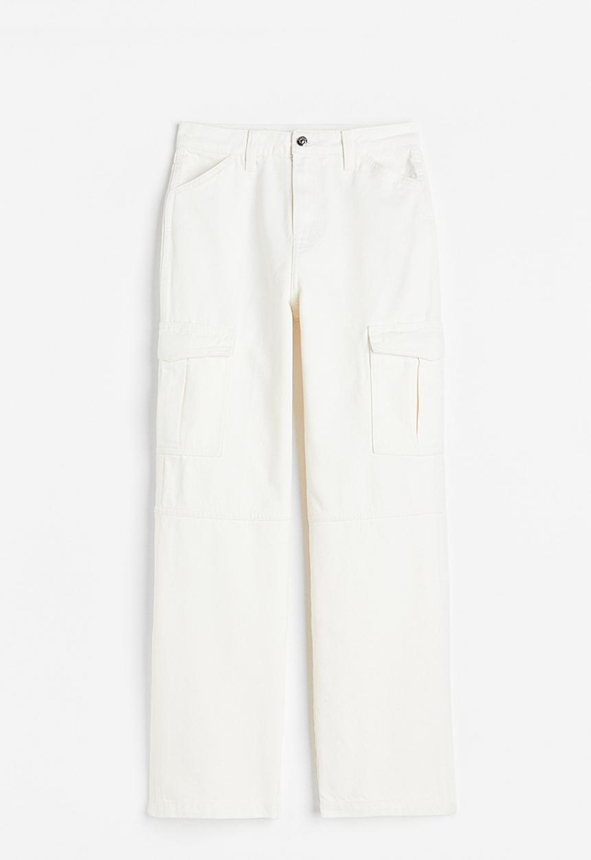 H&M - 90s Baggy high cargo jeans - white