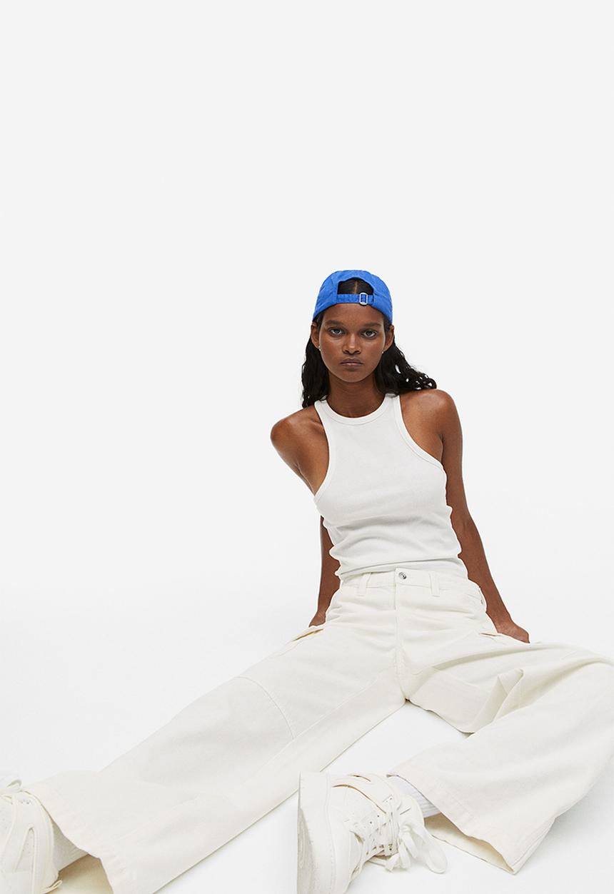 H&M - 90s Baggy high cargo jeans - white