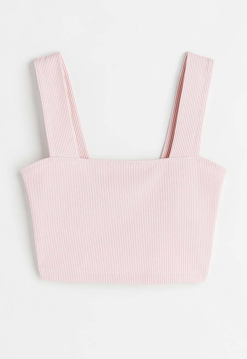 H&M - Cropped sleeveless top - light pink