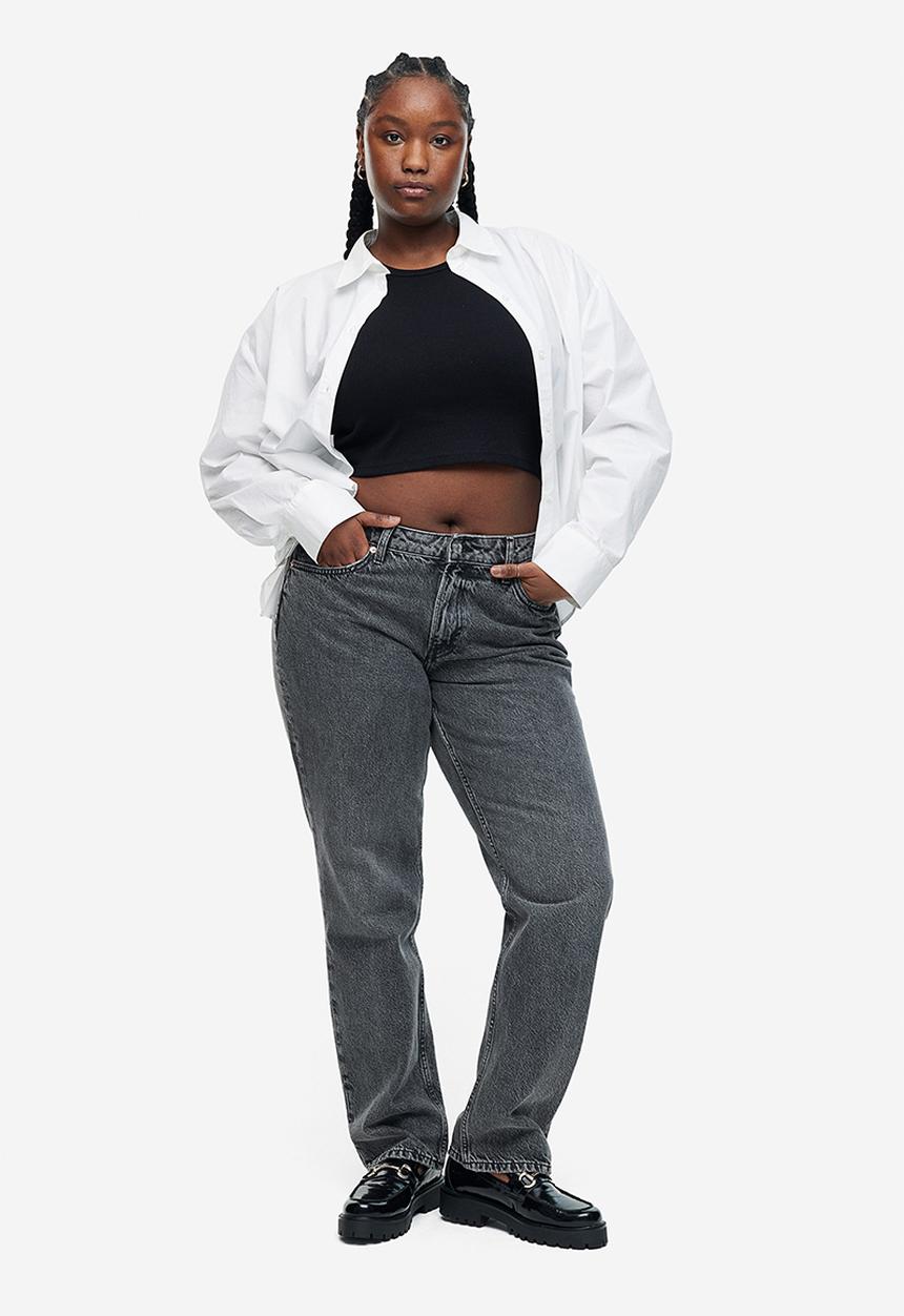 H&M - Curvy fit straight regular jeans - grey