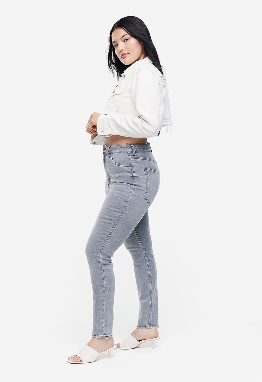 H&M - Curvy fit ultra high ankle jeggings - light grey 