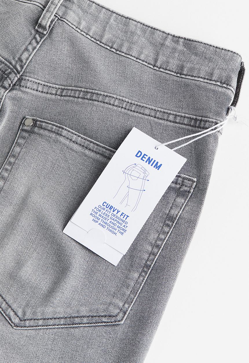 H&M - Curvy fit ultra high ankle jeggings - light grey 