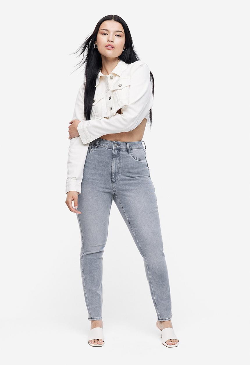 H&M - Curvy fit ultra high ankle jeggings - light grey 