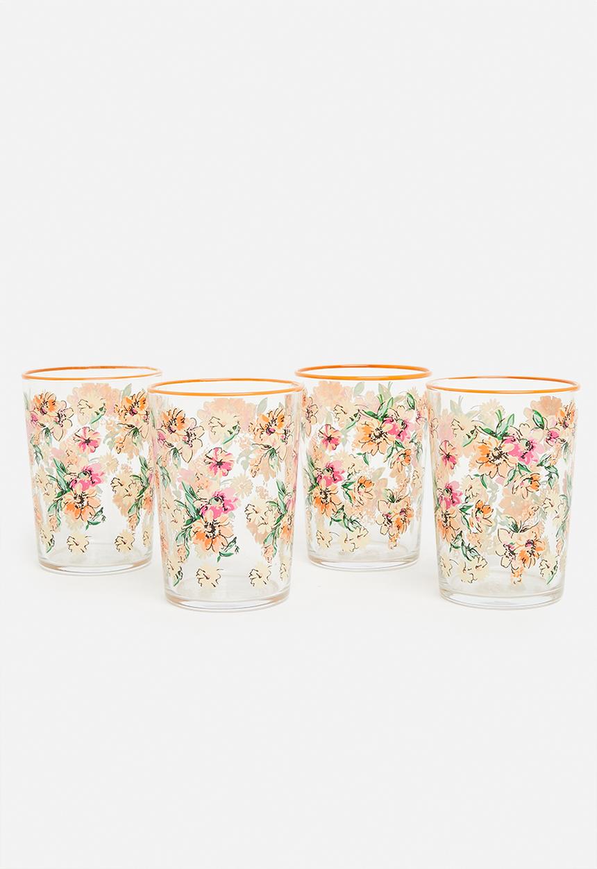 Excellent Houseware - Moira drinking glass set of 4 - orange