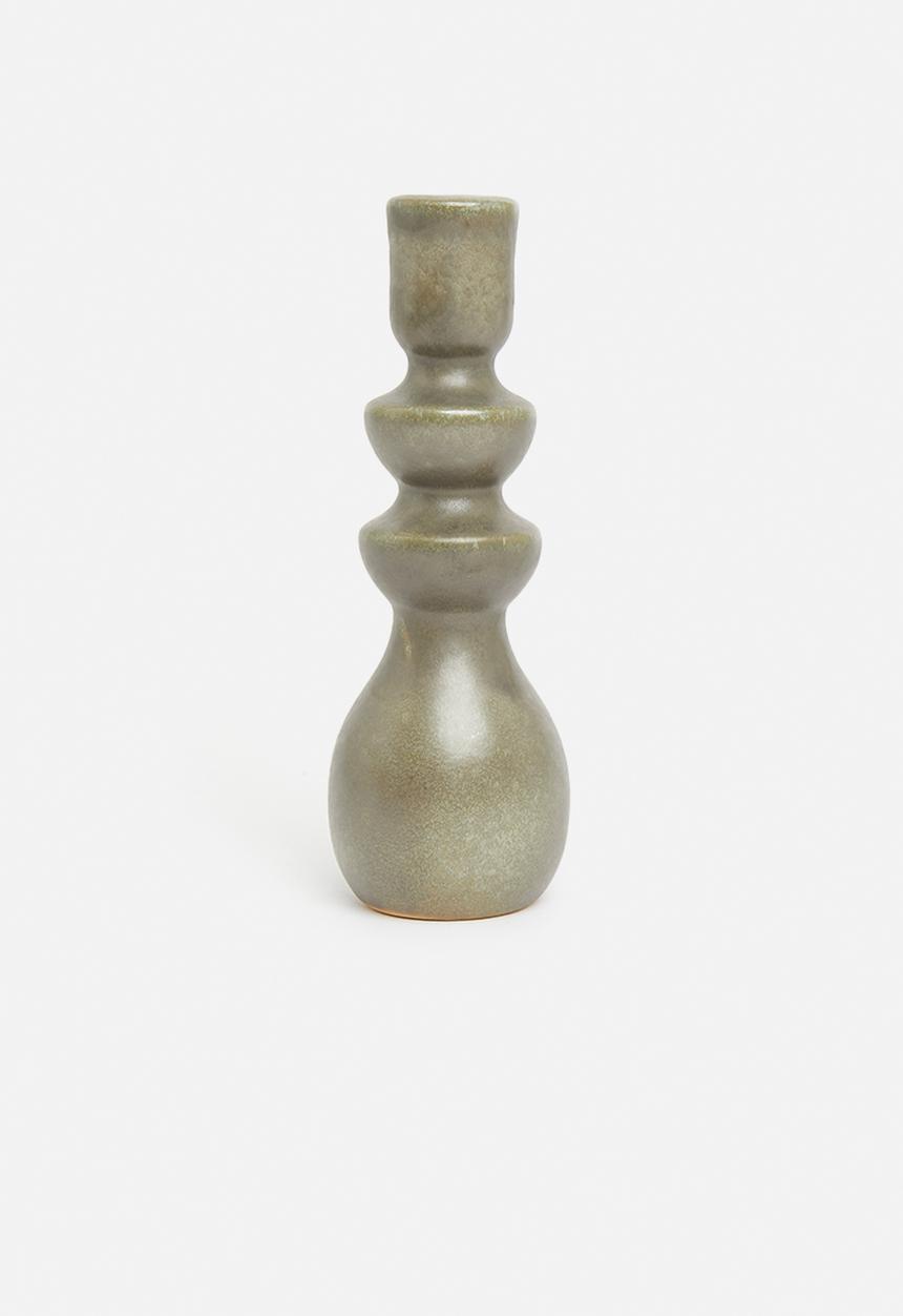 H&S - Porcelain taper candle holder - green