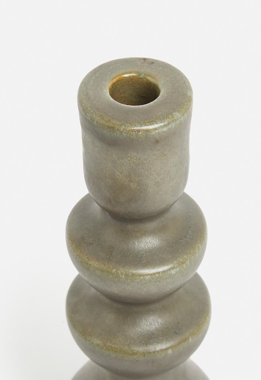 H&S - Porcelain taper candle holder - green