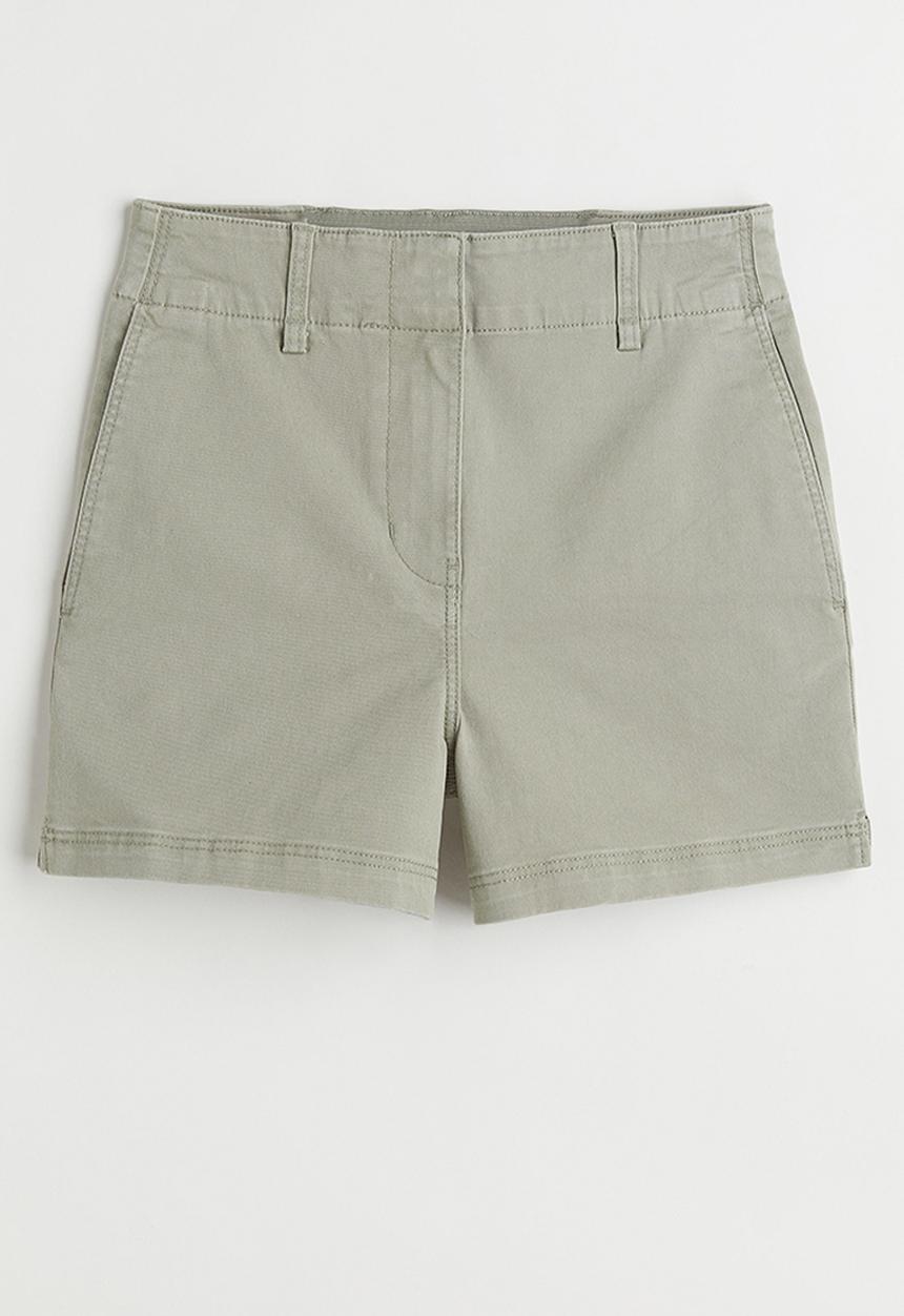 H&M - Cotton twill shorts - light khaki green 