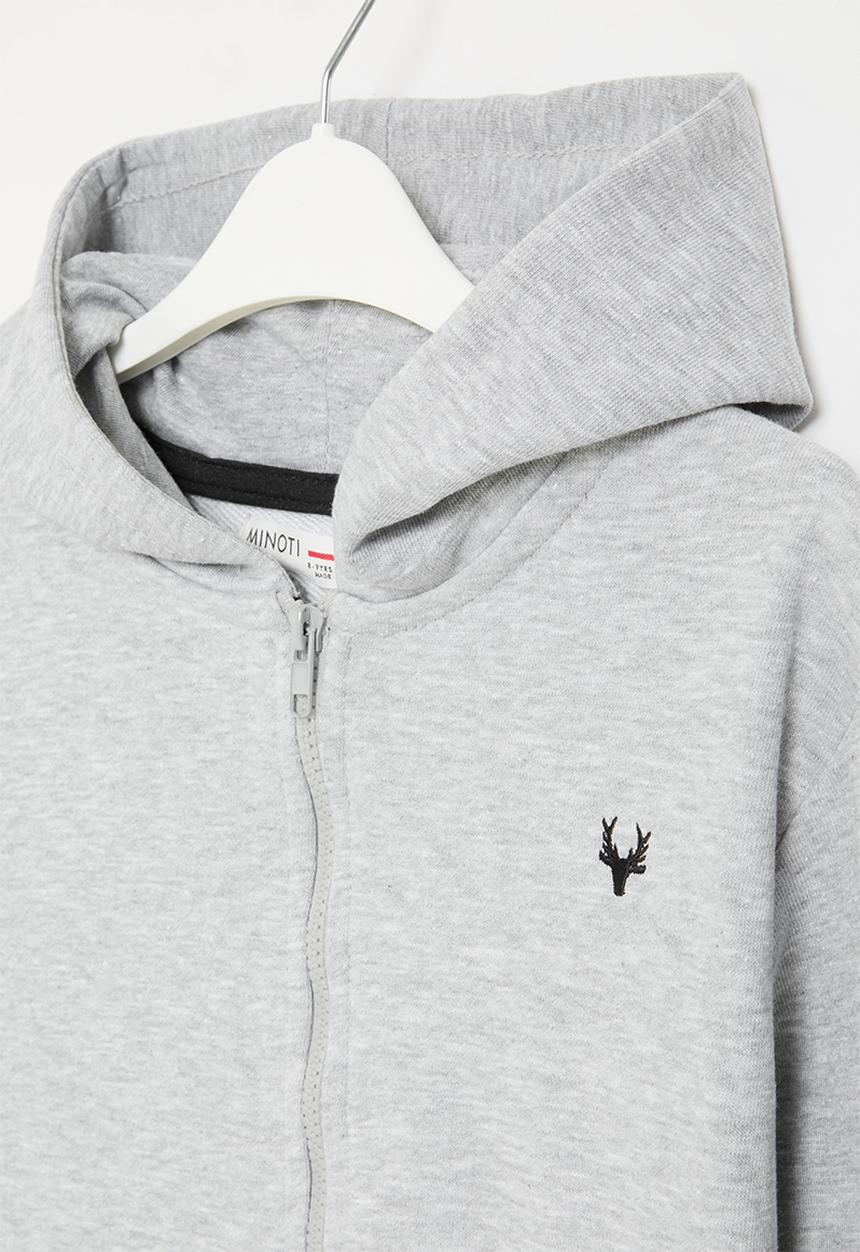 MINOTI - Boys basic emb fleece zip thru - grey marl