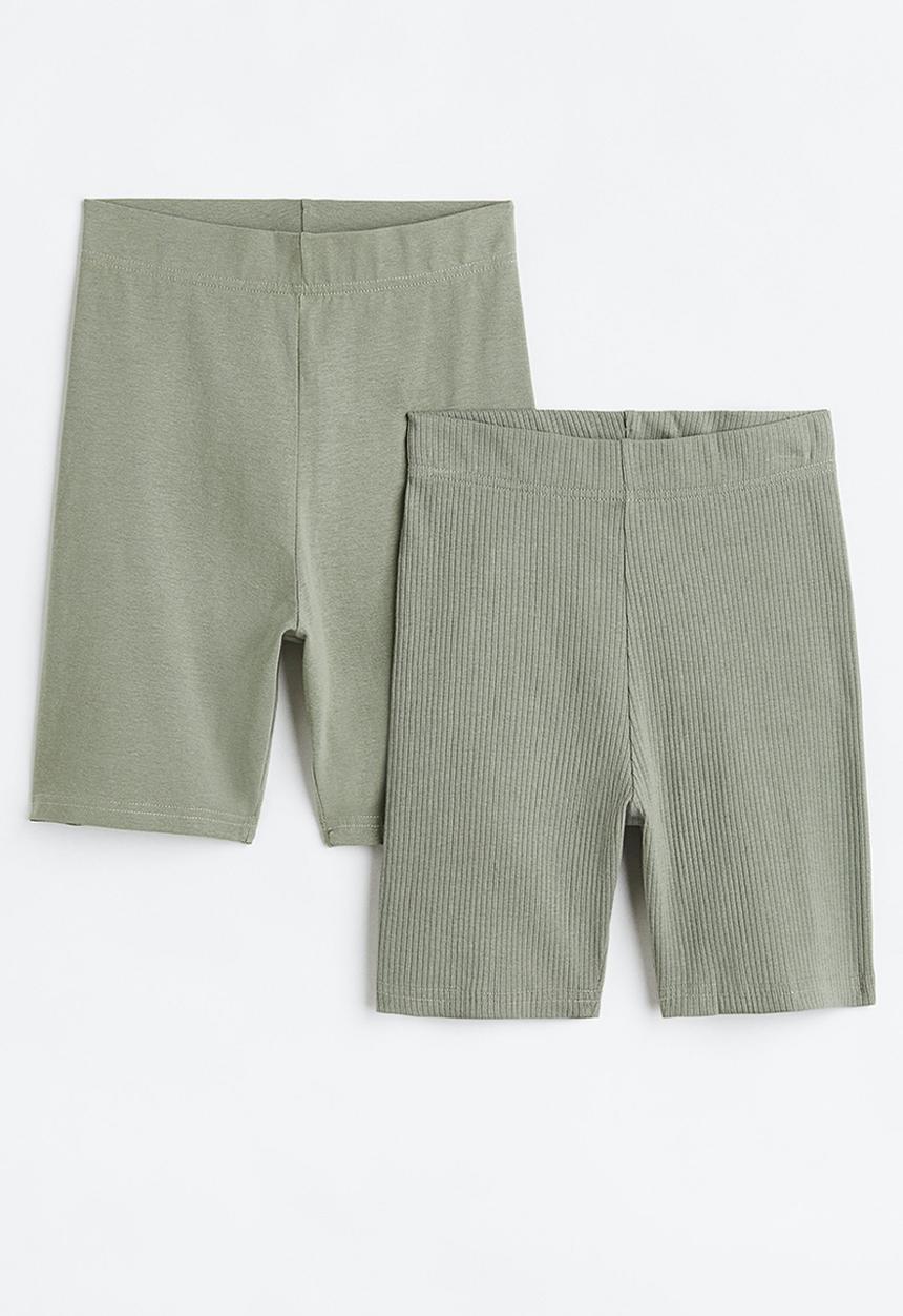 H&M - 2-Pack cotton cycling shorts - khaki green