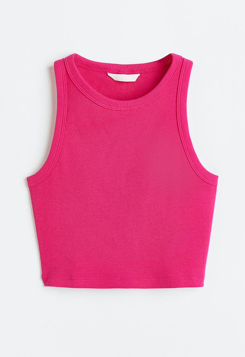 H&M - Cropped vest top - cerise 