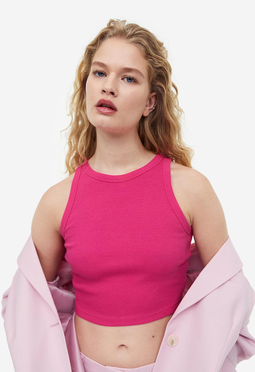 H&M - Cropped vest top - cerise 