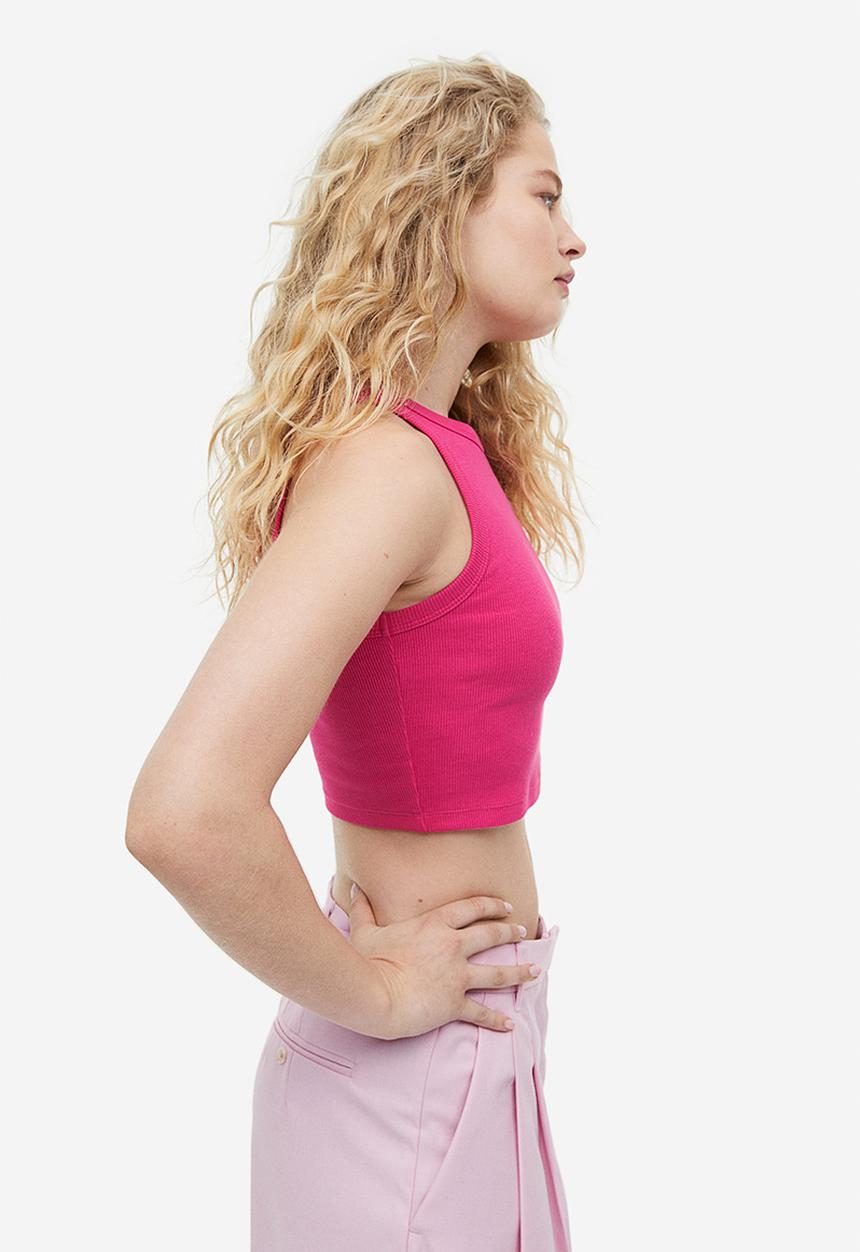 H&M - Cropped vest top - cerise 