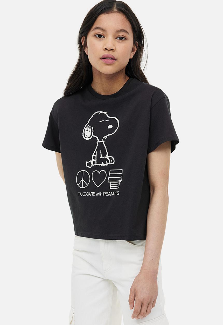 H&M - 2-pack printed t-shirts - dark grey / snoopy 
