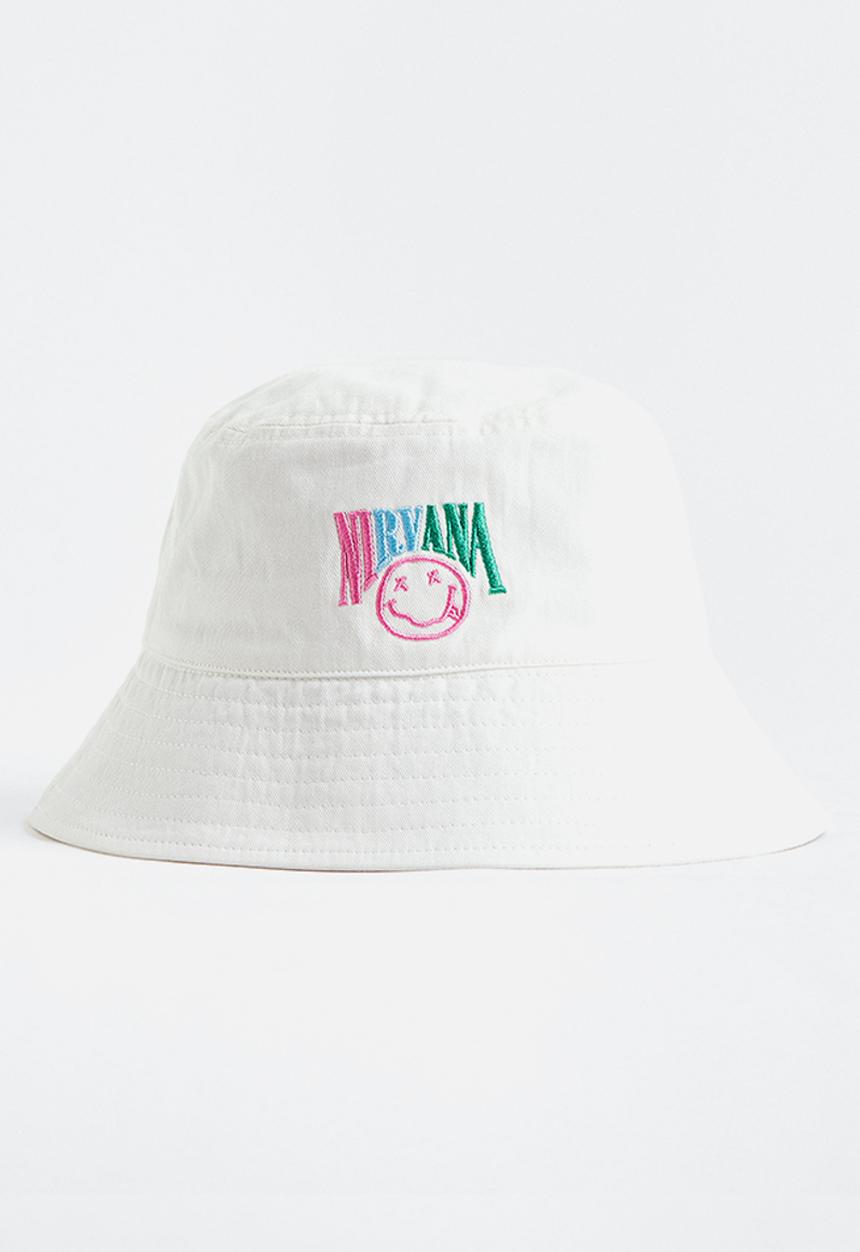 H&M - Embroidered twill bucket hat - white