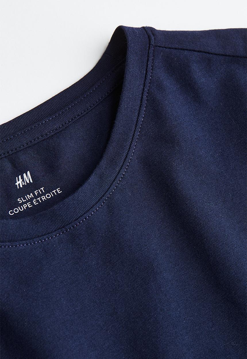 H&M - Slim fit round-necked t-shirt - blue