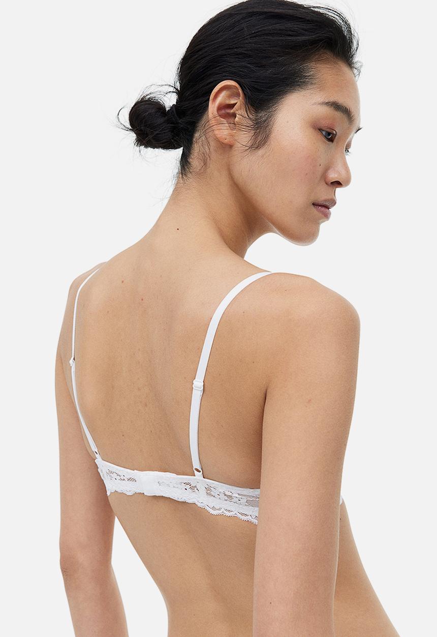 H&M - Non-padded underwired lace bra - white