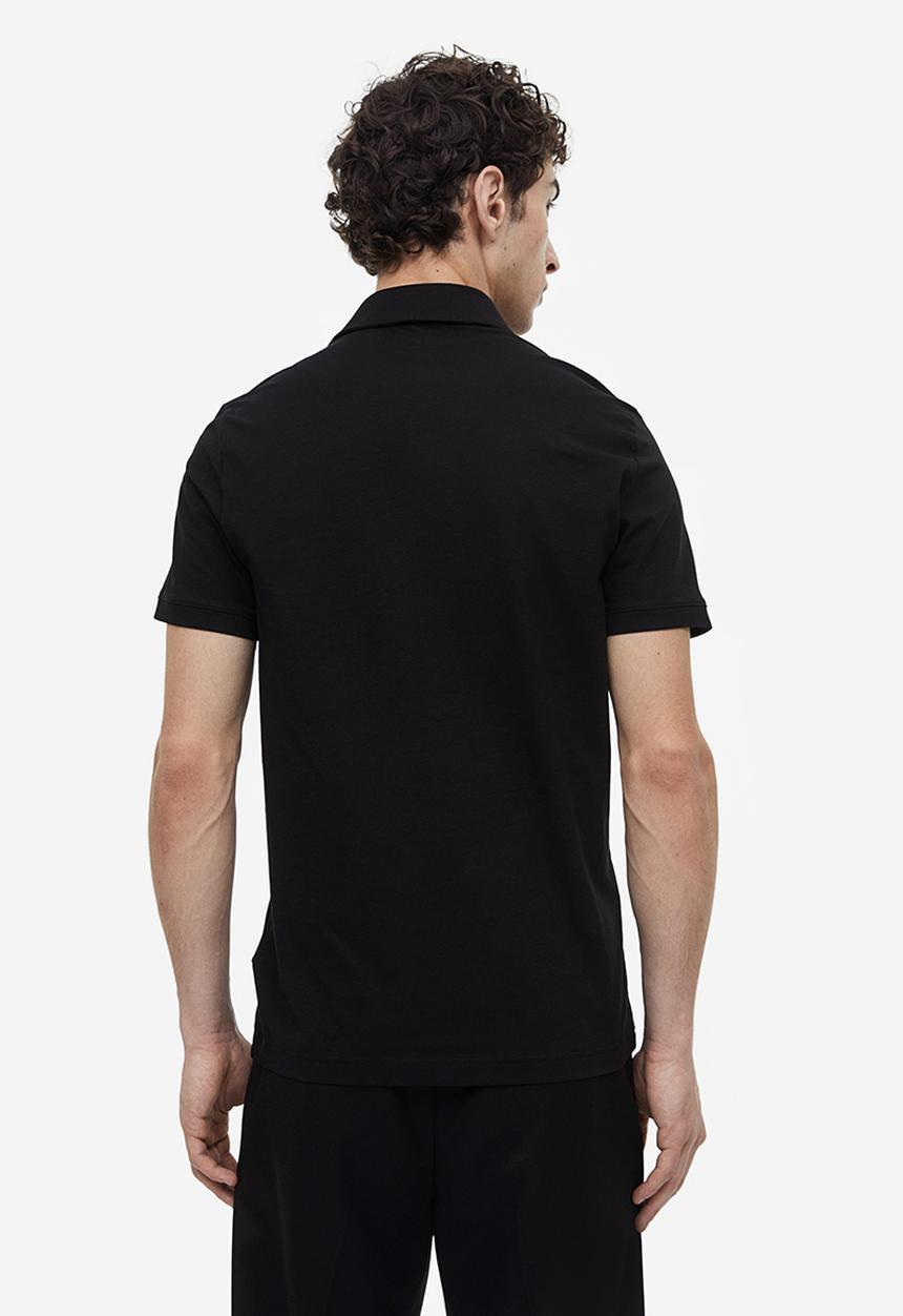 H&M - Slim fit polo shirt - black