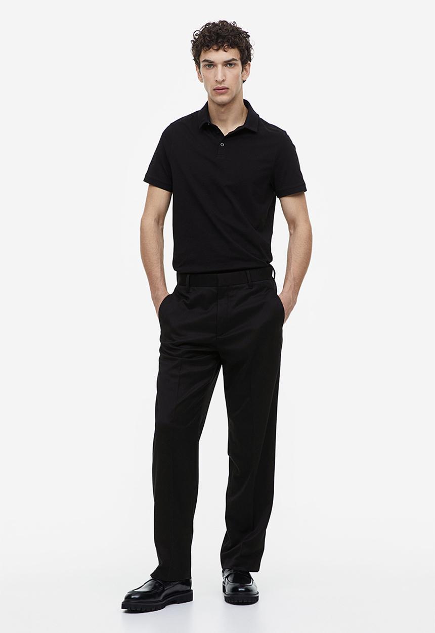 H&M - Slim fit polo shirt - black