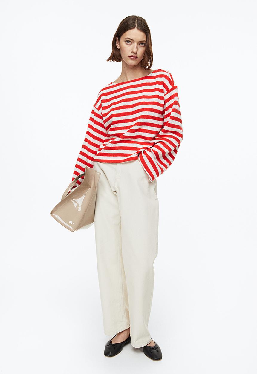 H&M - Boxy jumper - red & white striped