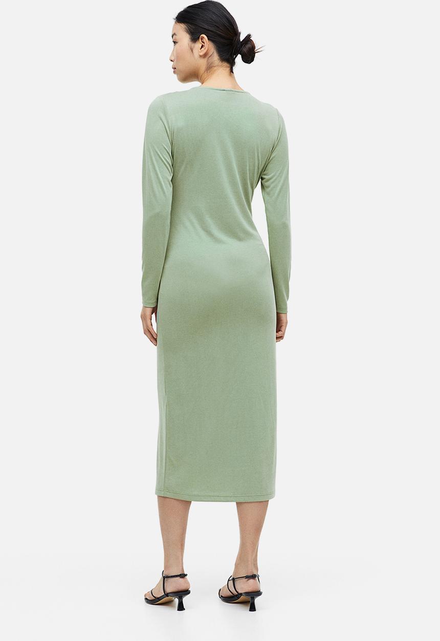 H&M - Mama gathered nursing dress - khaki green