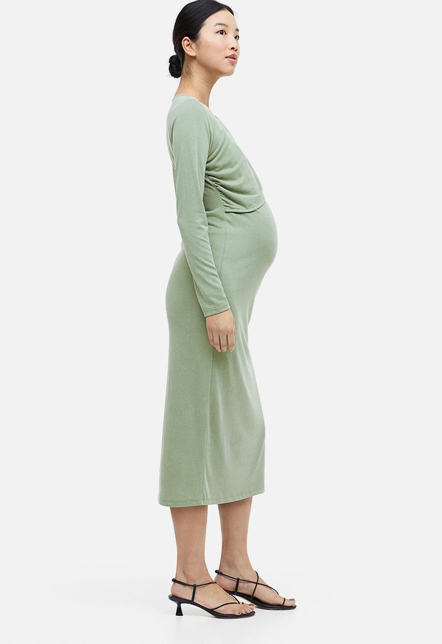 H&M - Mama gathered nursing dress - khaki green