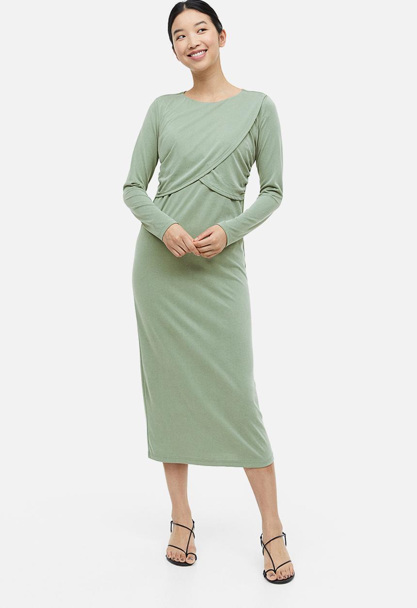 H&M - Mama gathered nursing dress - khaki green