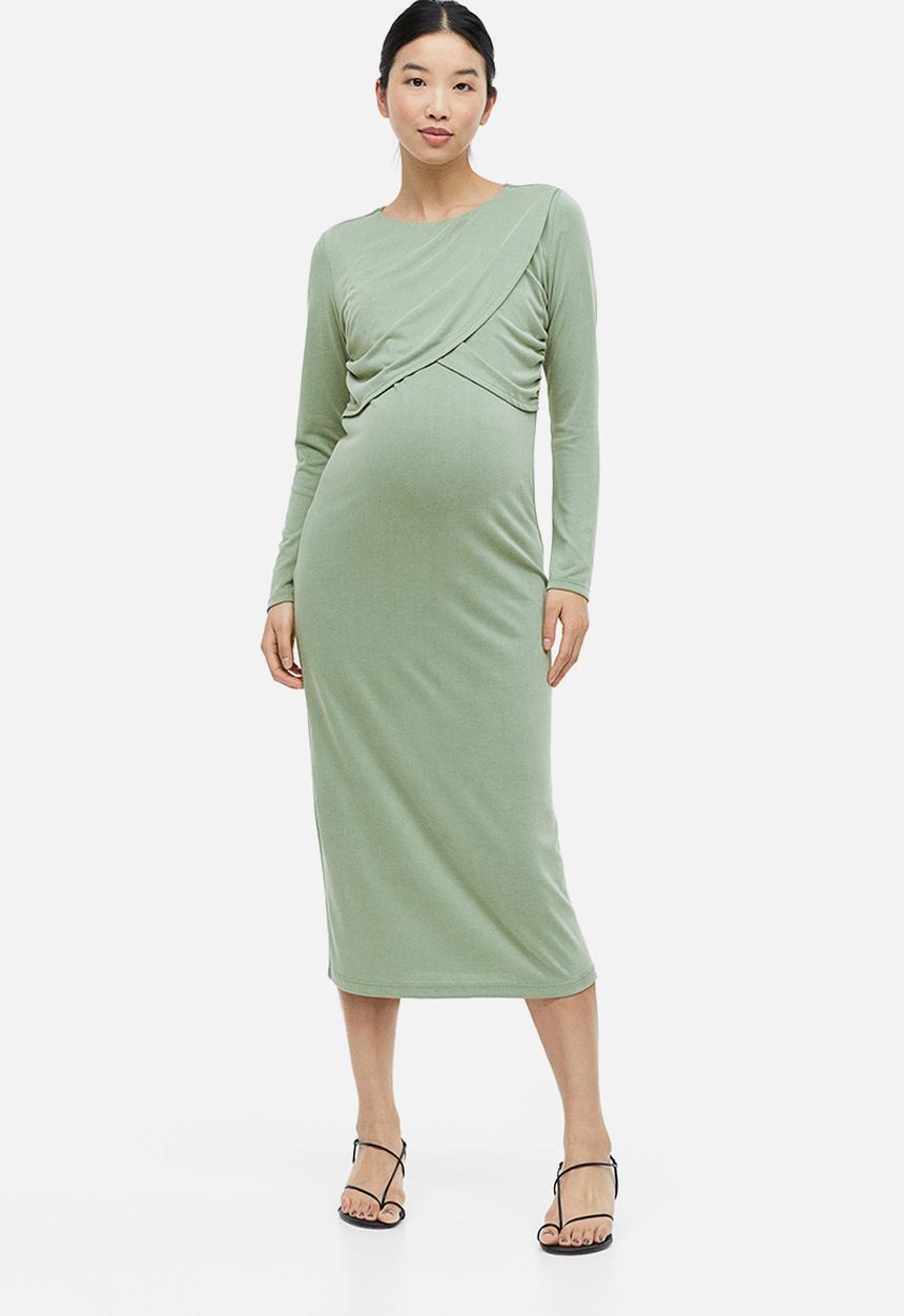 H&M - Mama gathered nursing dress - khaki green