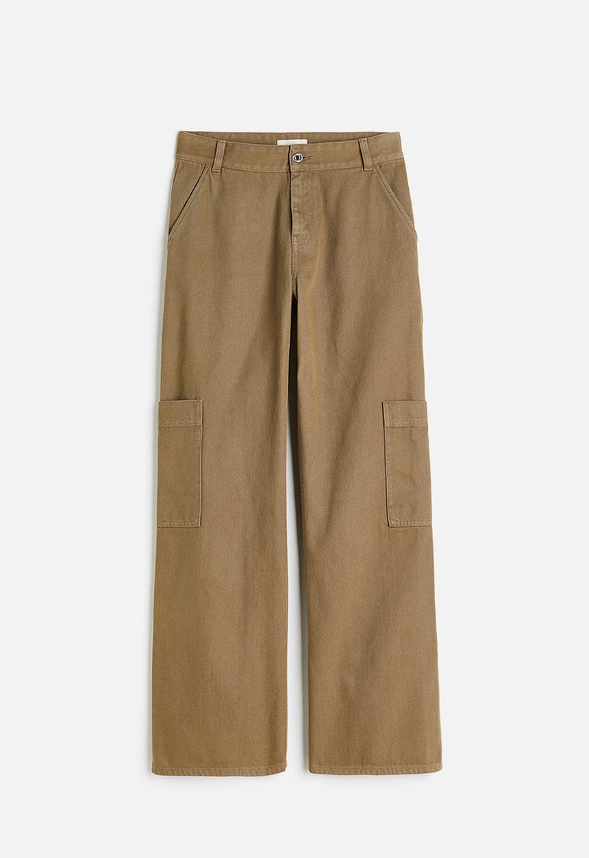 H&M - Wide cargo trousers - dark beige 