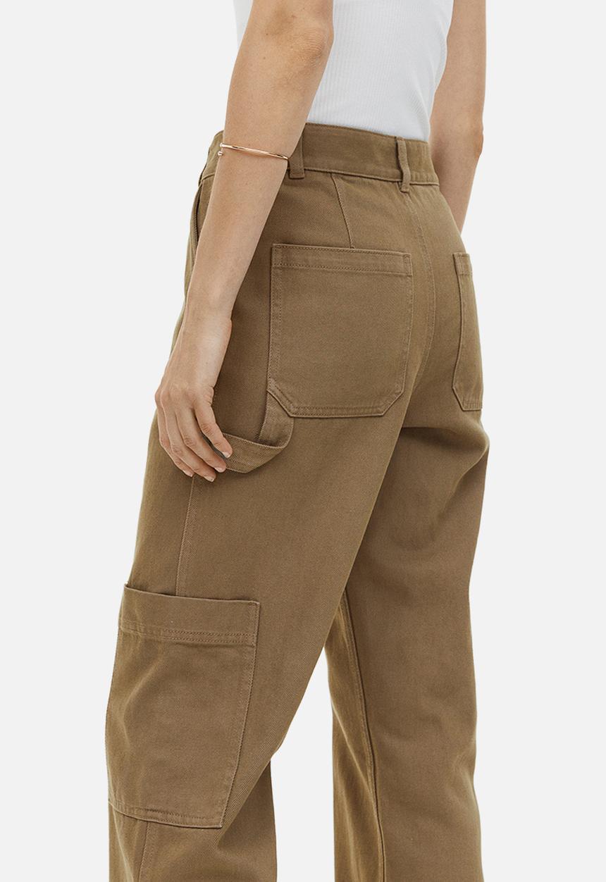 H&M - Wide cargo trousers - dark beige 