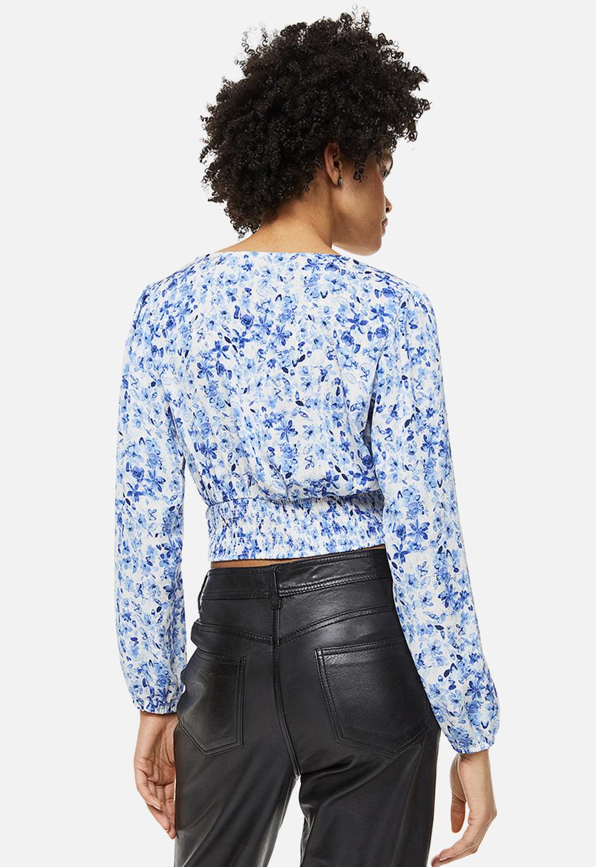 H&M - Drawstring blouse - blue floral