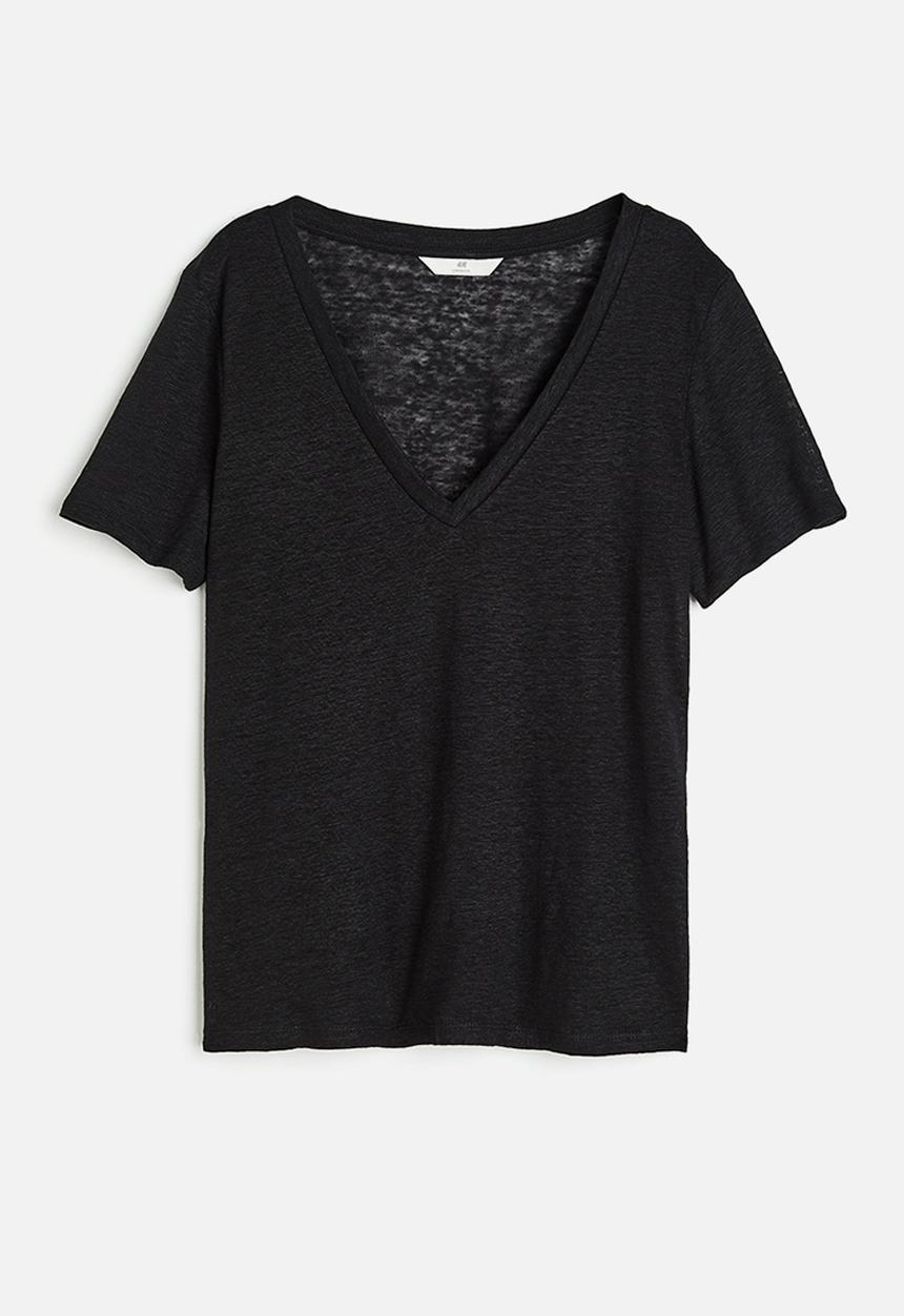 H&M - Linen t-shirt - black