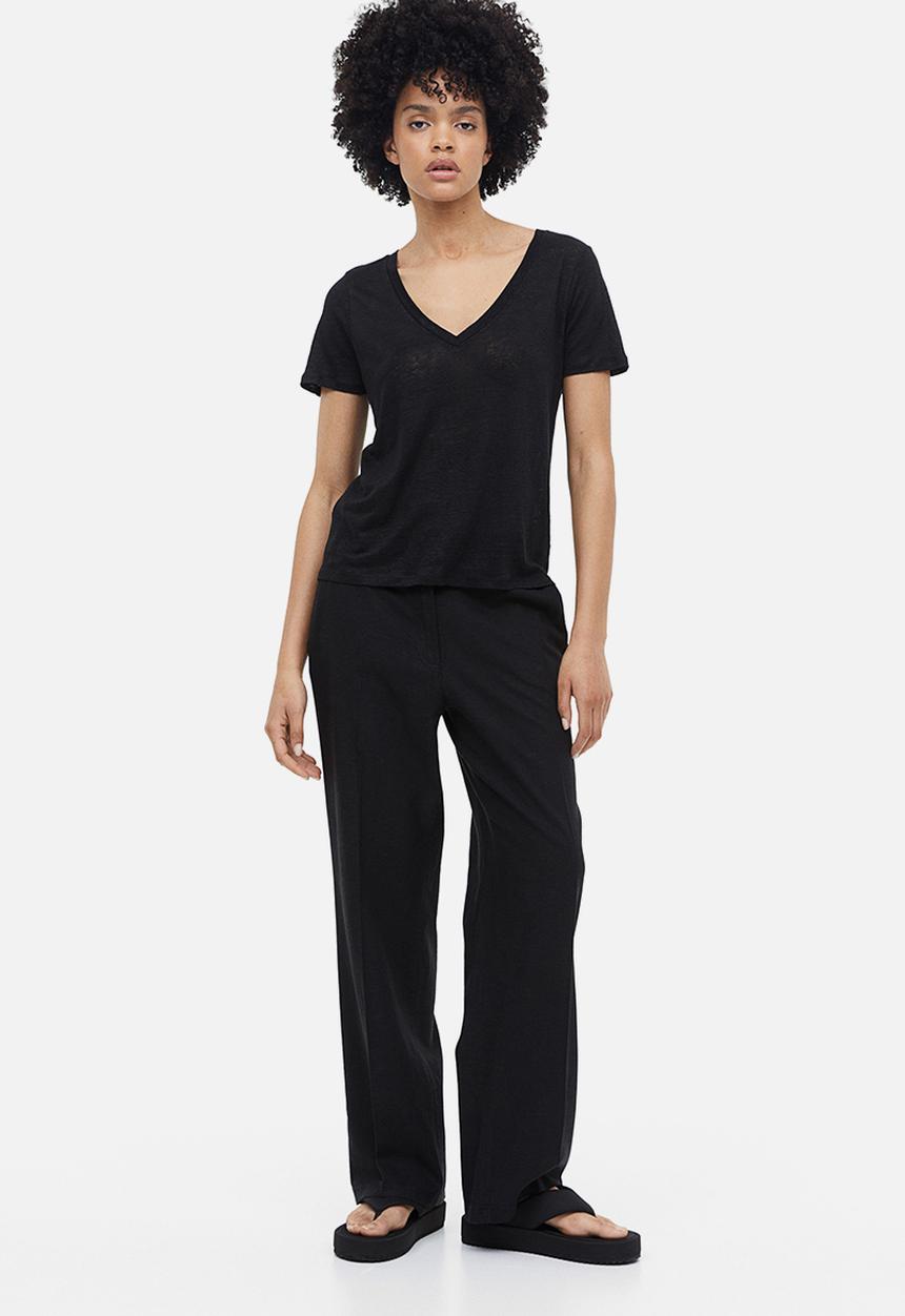 H&M - Linen t-shirt - black