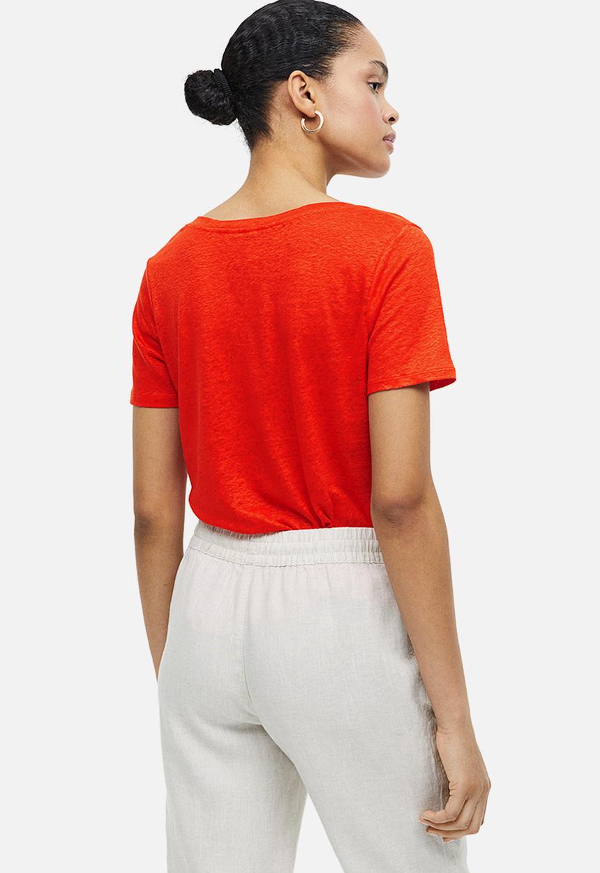 H&M - Linen t-shirt - red