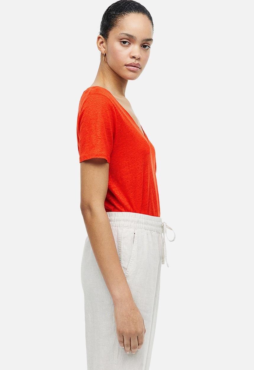 H&M - Linen t-shirt - red