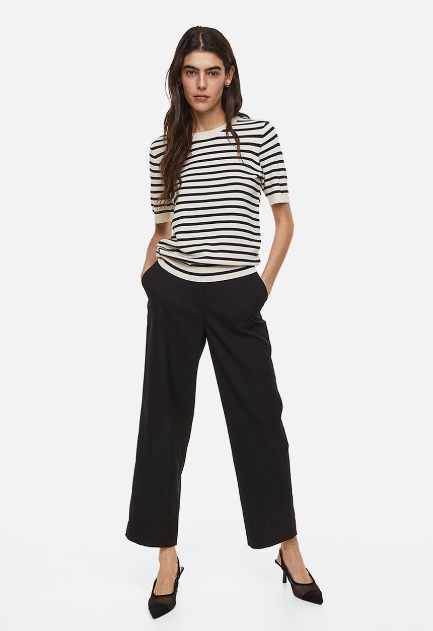 H&M - Fine-knit top - cream striped 