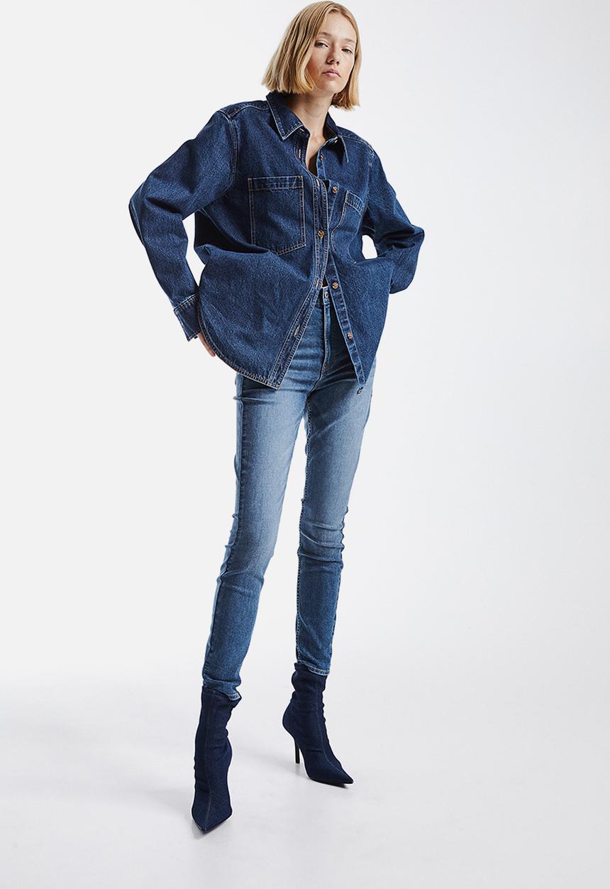 H&M - Ultra high ankle jeggings - dark denim blue 