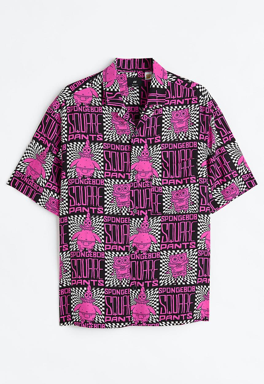 H&M - Relaxed fit patterned resort shirt - multi,pink