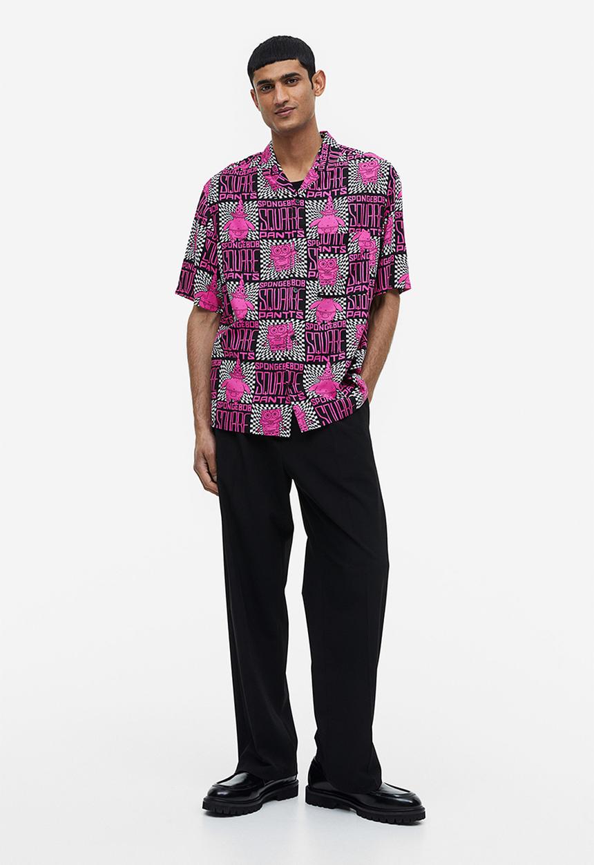 H&M - Relaxed fit patterned resort shirt - multi,pink