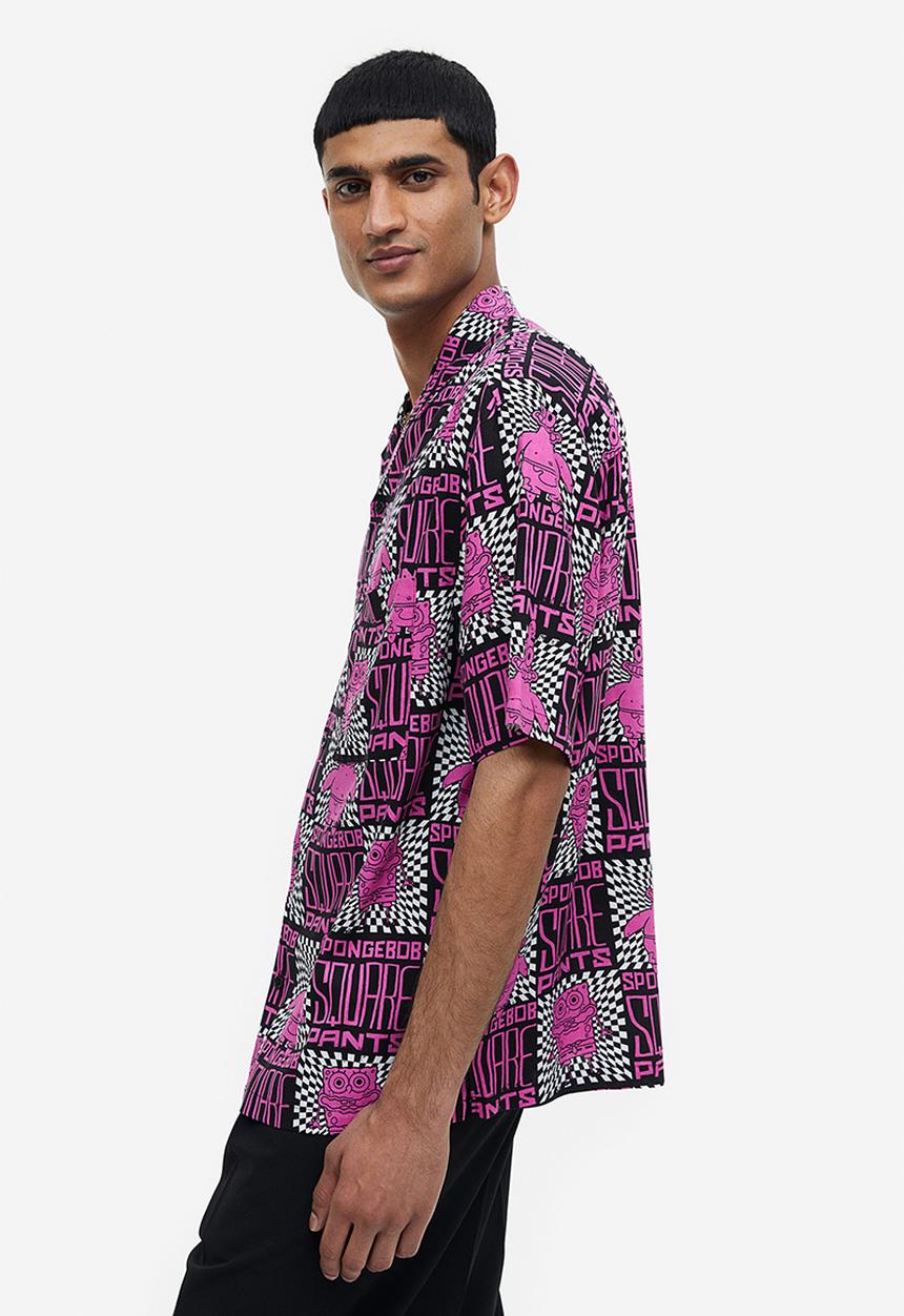 H&M - Relaxed fit patterned resort shirt - multi,pink