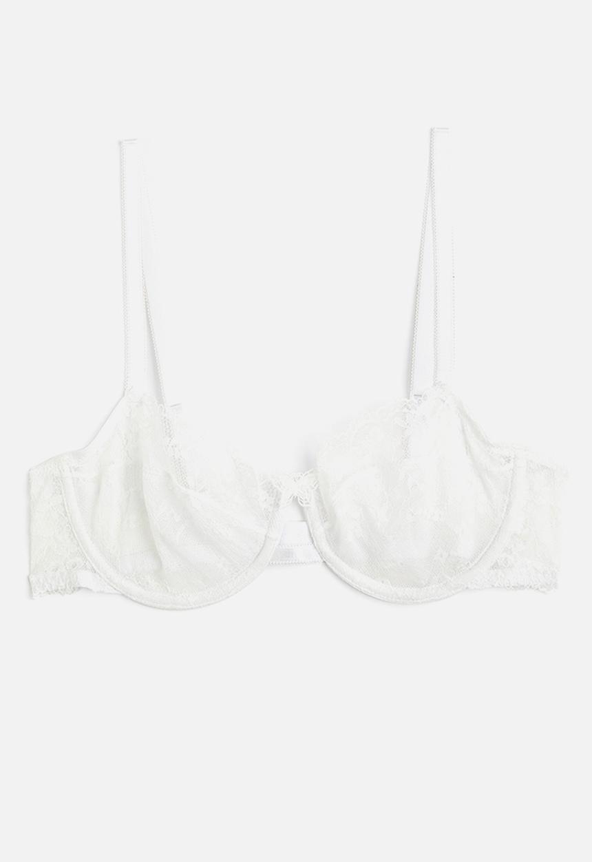 H&M - Non-padded underwired lace bra - white