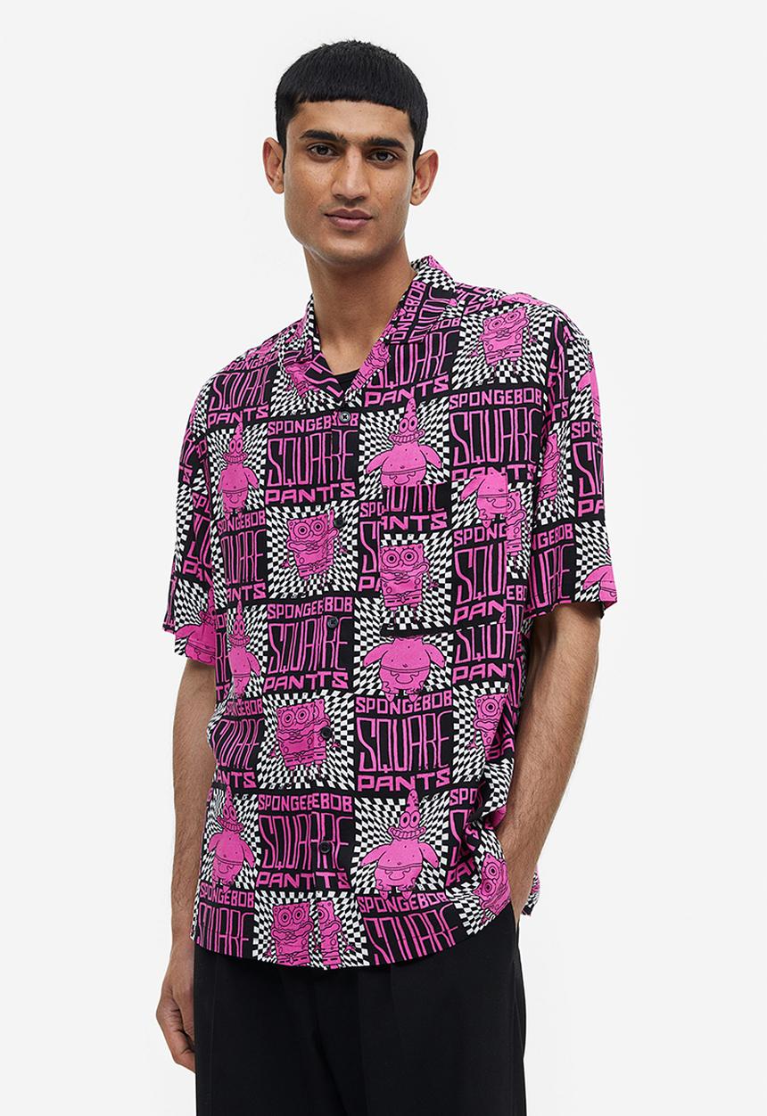 H&M - Relaxed fit patterned resort shirt - multi,pink
