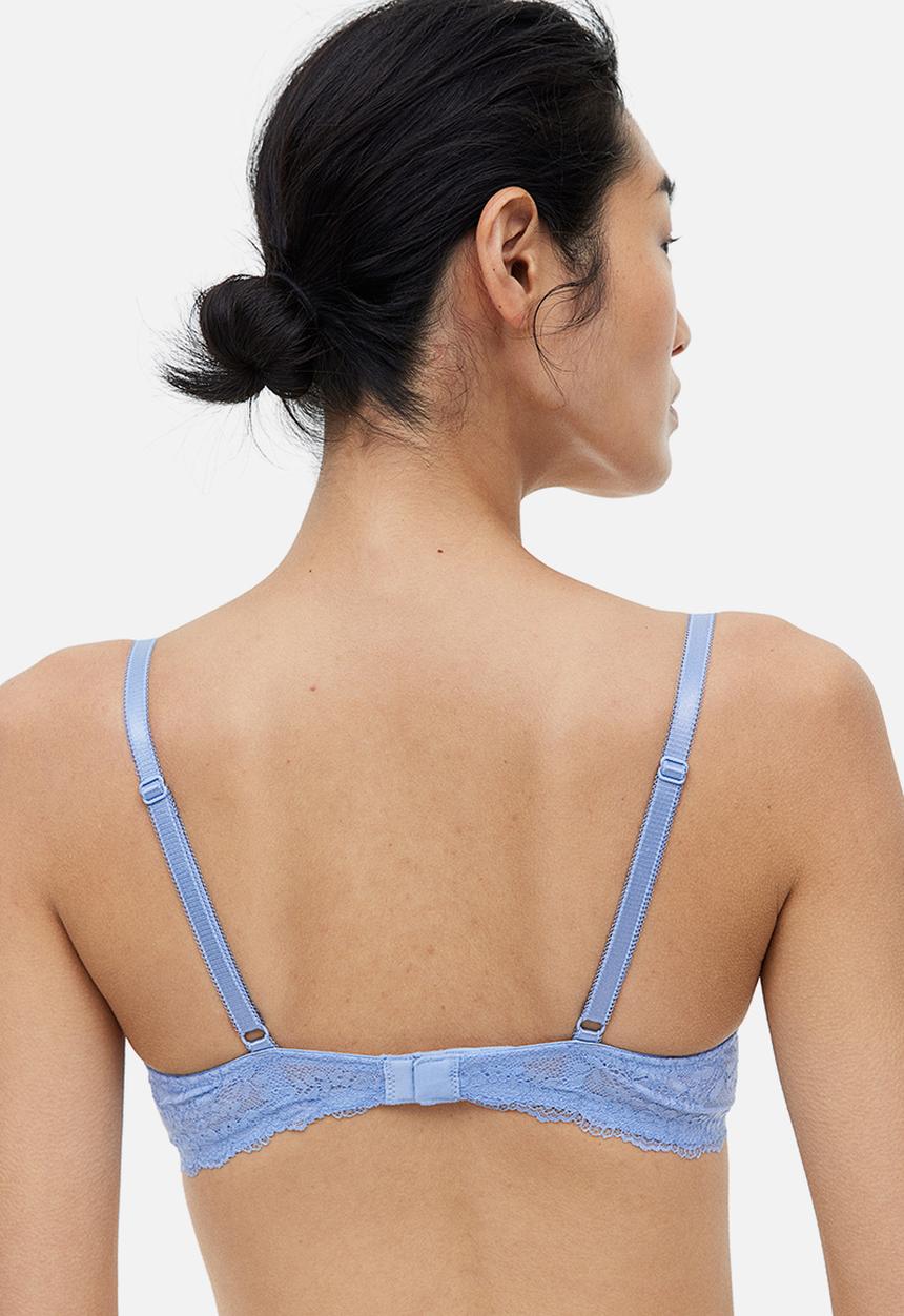 H&M - Non-padded underwired lace bra - light blue