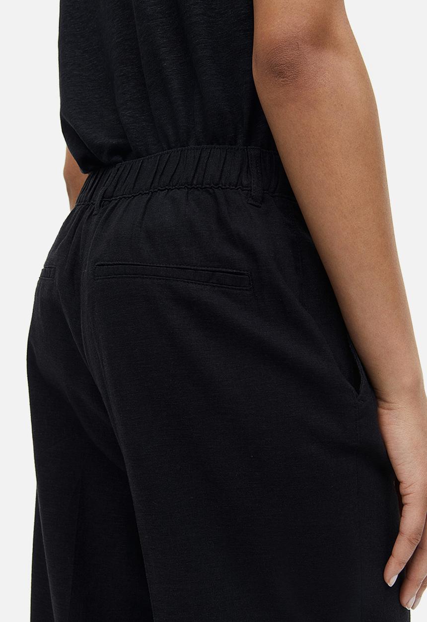 H&M - Linen-blend twill trousers - black