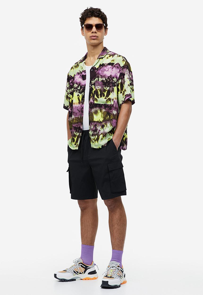 H&M - Relaxed fit patterned resort shirt - multi,purple