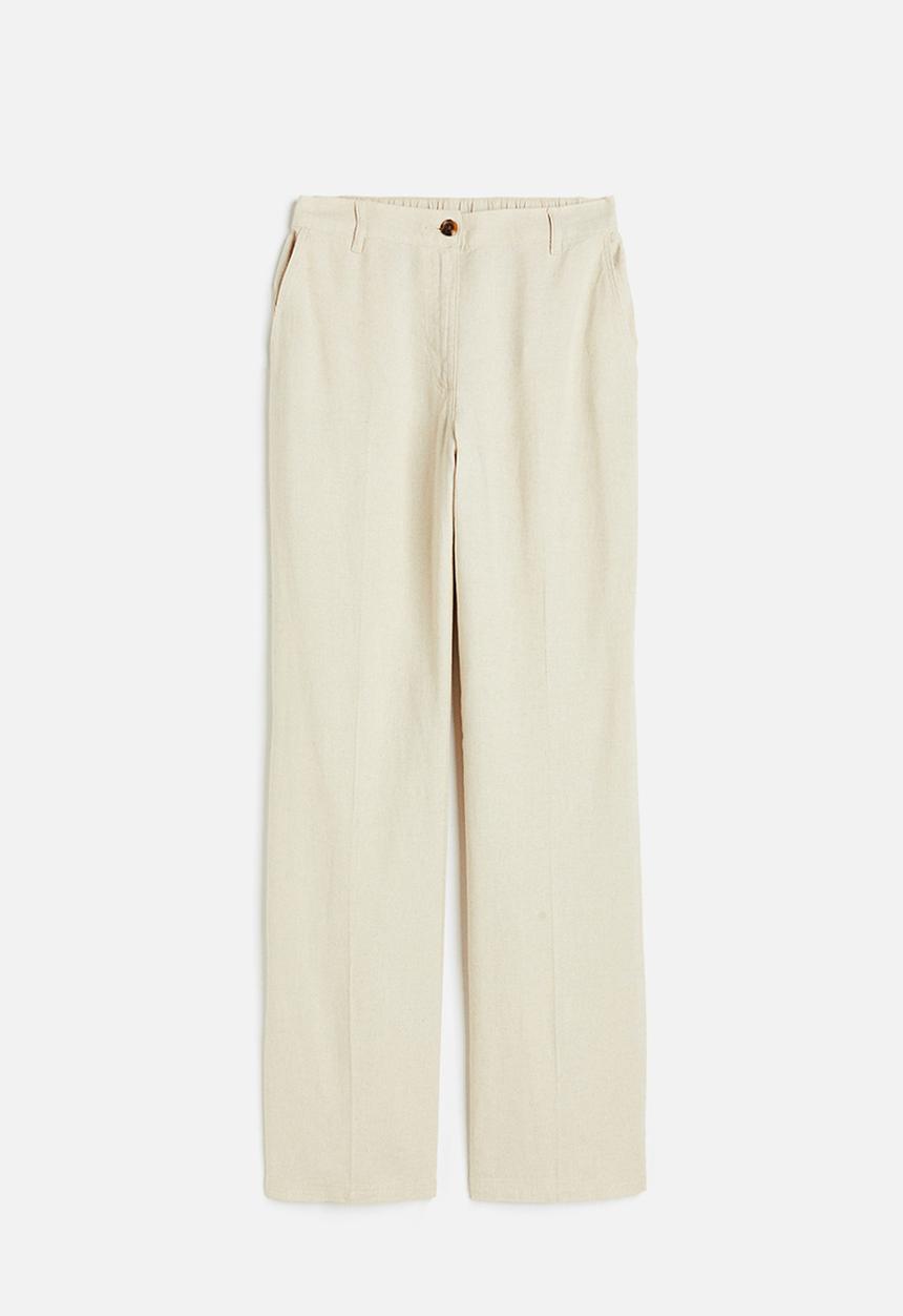 H&M - Linen-blend twill trousers - light beige