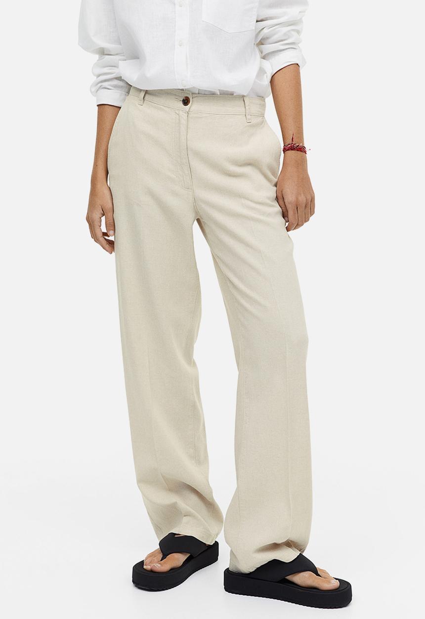 H&M - Linen-blend twill trousers - light beige