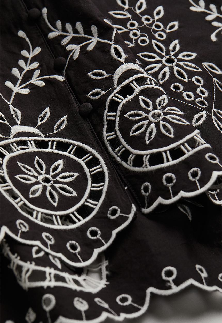 H&M - Embroidered dress - black embroidered 