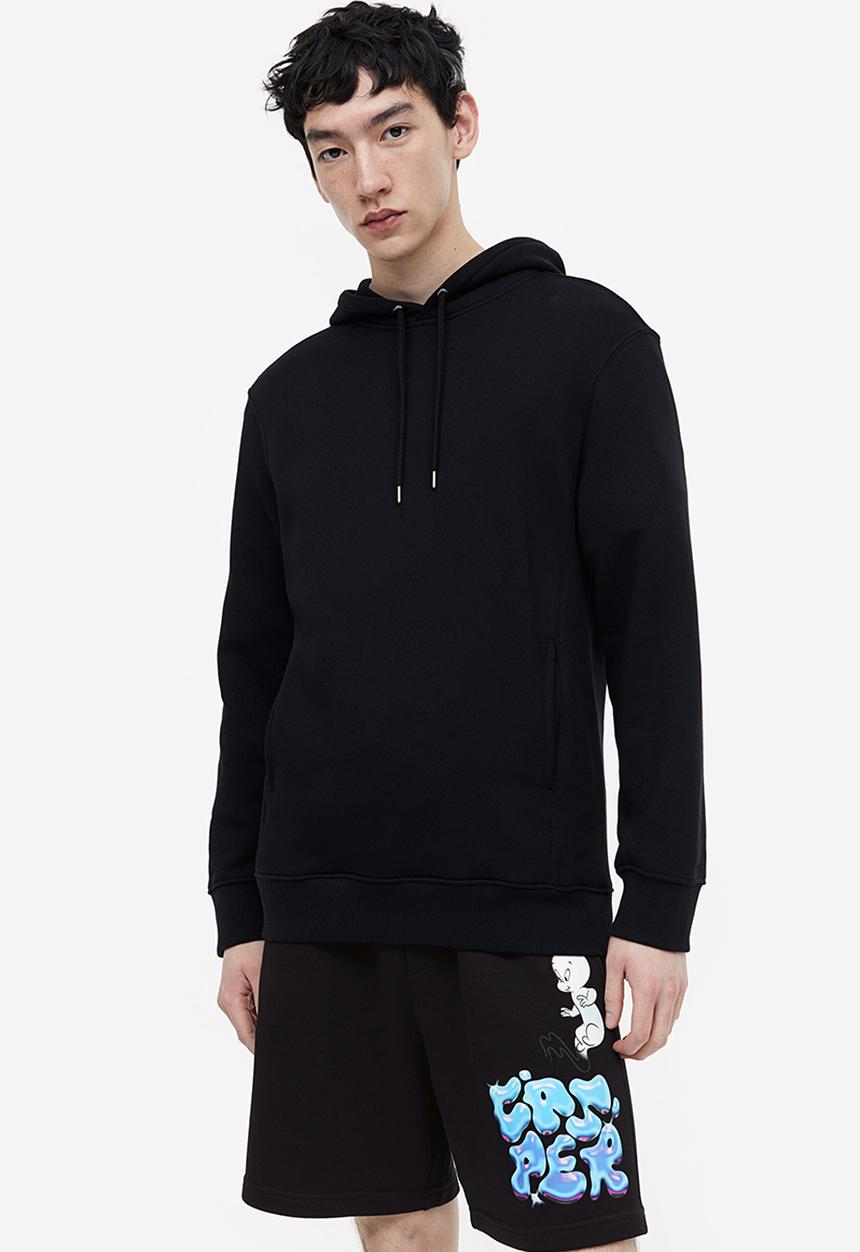H&M - Relaxed fit printed sweatshorts - black,multi