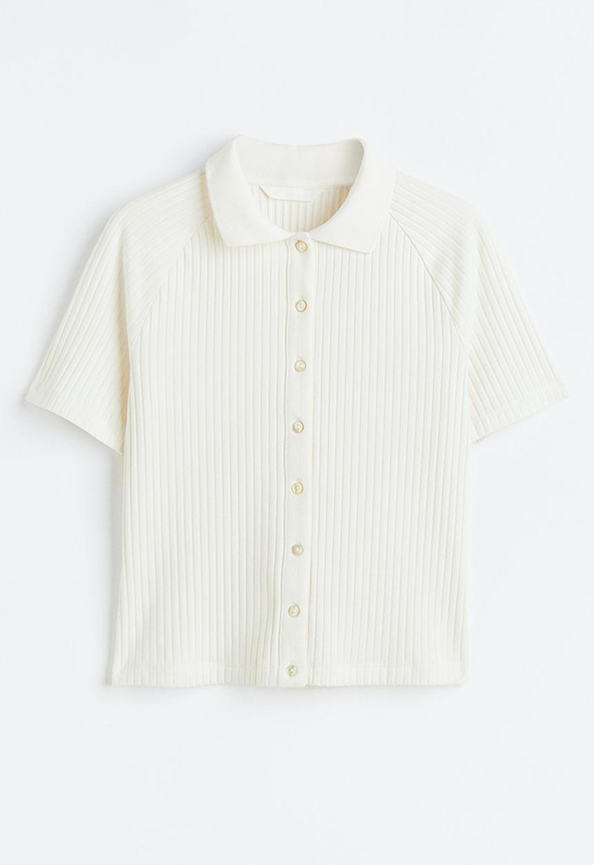 H&M - Collared button-front top - white