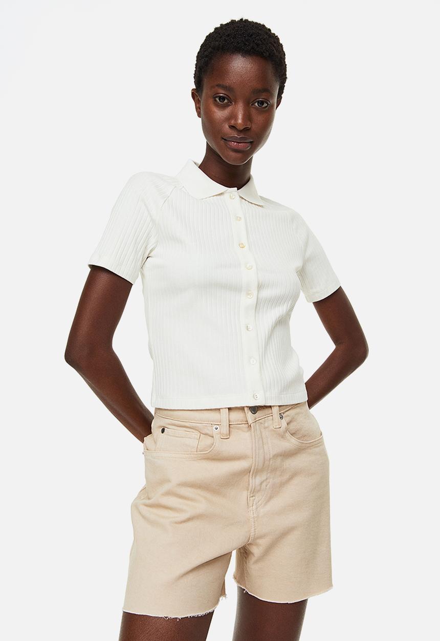 H&M - Collared button-front top - white